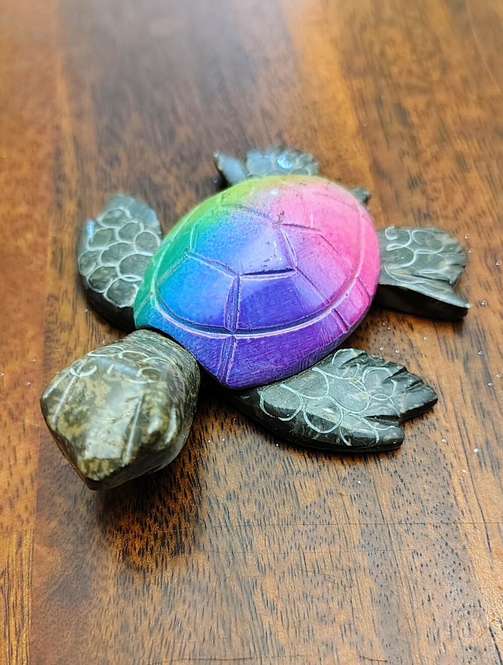 Turtle Figurine with Rainbow Shell